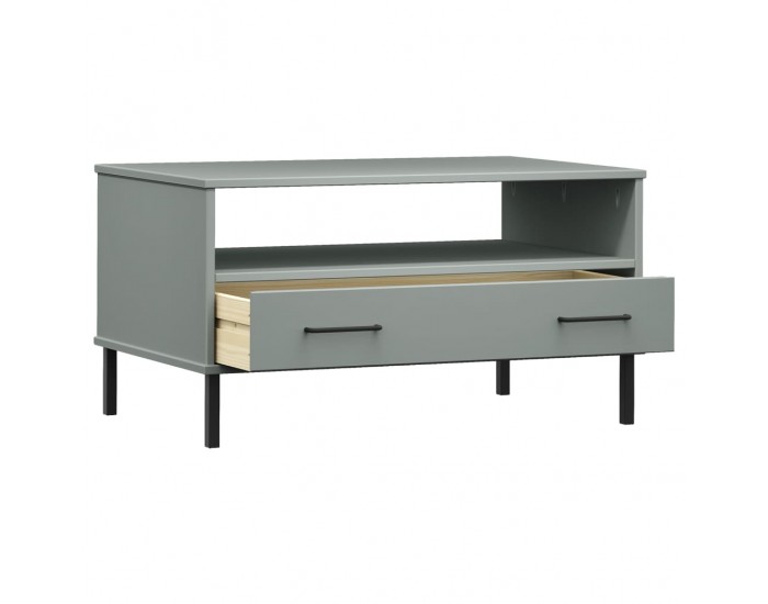 Sonata H Кафе маса с метални крака сива 85x50x45 см масивно дърво OSLO