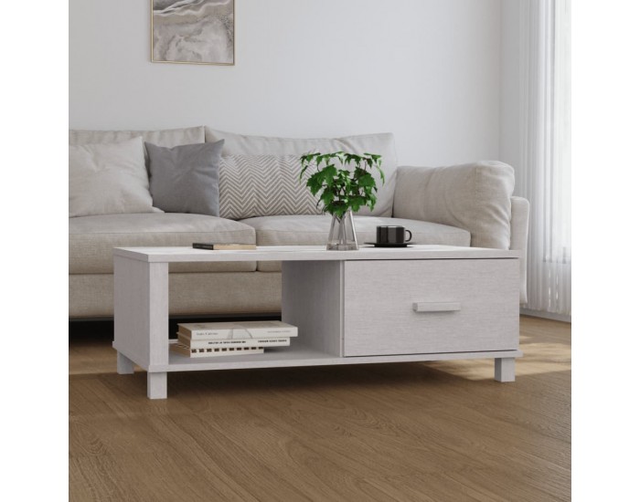 Sonata H Кафе маса HAMAR бяла 100x55x35 см борово дърво масив