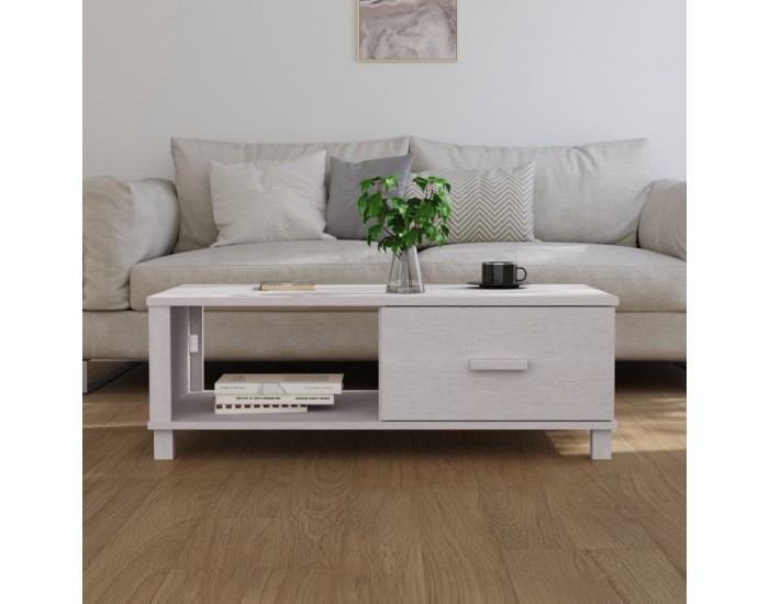 Sonata H Кафе маса HAMAR бяла 100x55x35 см борово дърво масив