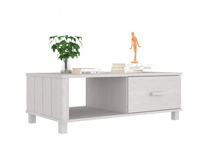 Sonata H Кафе маса HAMAR бяла 100x55x35 см борово дърво масив