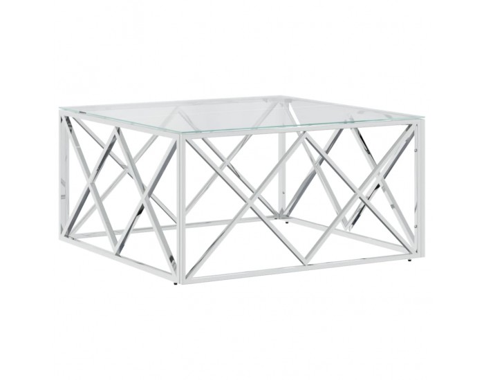 Sonata H Маса за кафе 80x80x40 cм неръждаема стомана и стъкло