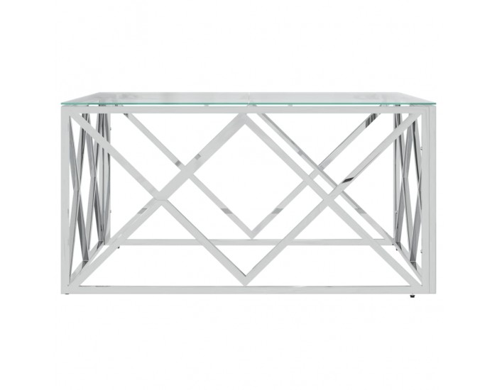 Sonata H Маса за кафе 80x80x40 cм неръждаема стомана и стъкло