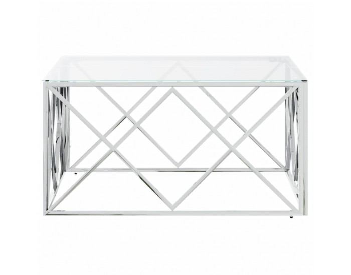 Sonata H Маса за кафе 80x80x40 cм неръждаема стомана и стъкло
