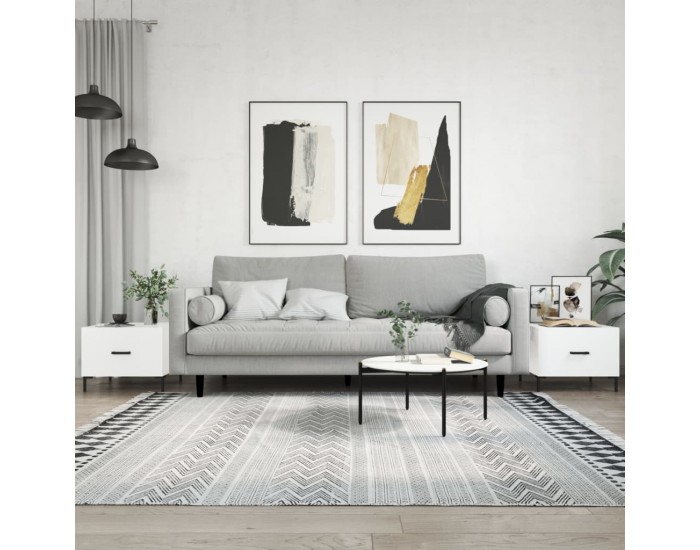 Sonata H Кафе маси, 2 бр, Бял гланц, 50x50x40 см, инженерно дърво