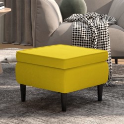 Sonata H Табуретка с дървени крака, жълта, кадифе - Taburete