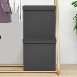 Sonata H Сгъваеми табуретки за съхранение, 2 бр, сиви, PVC - Taburete