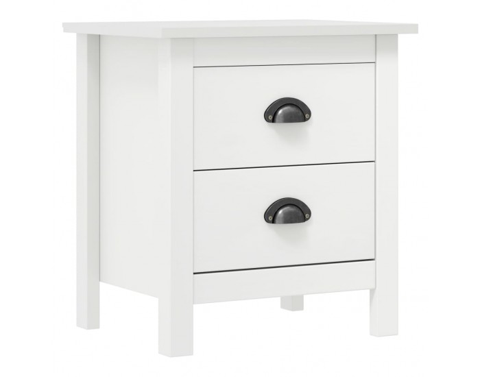Sonata H Нощни шкафчета Hill 2 бр бели 46x35x49,5 см борово дърво масив