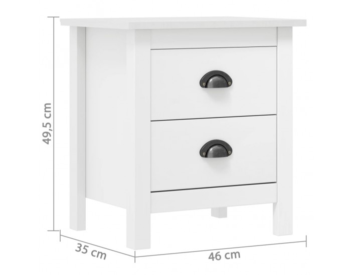 Sonata H Нощни шкафчета Hill 2 бр бели 46x35x49,5 см борово дърво масив