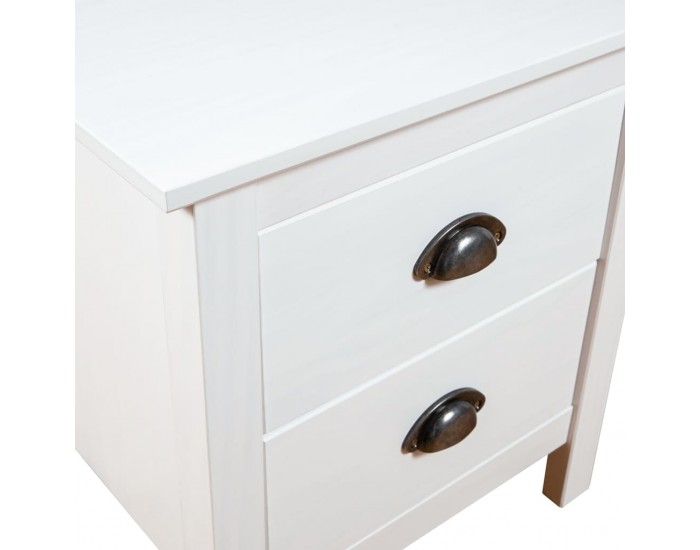 Sonata H Нощни шкафчета Hill 2 бр бели 46x35x49,5 см борово дърво масив