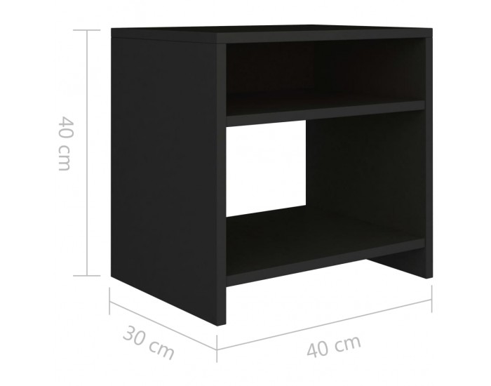 Sonata Noptiere, 2 buc., negru, 40x30x40 cm, lemn prelucrat