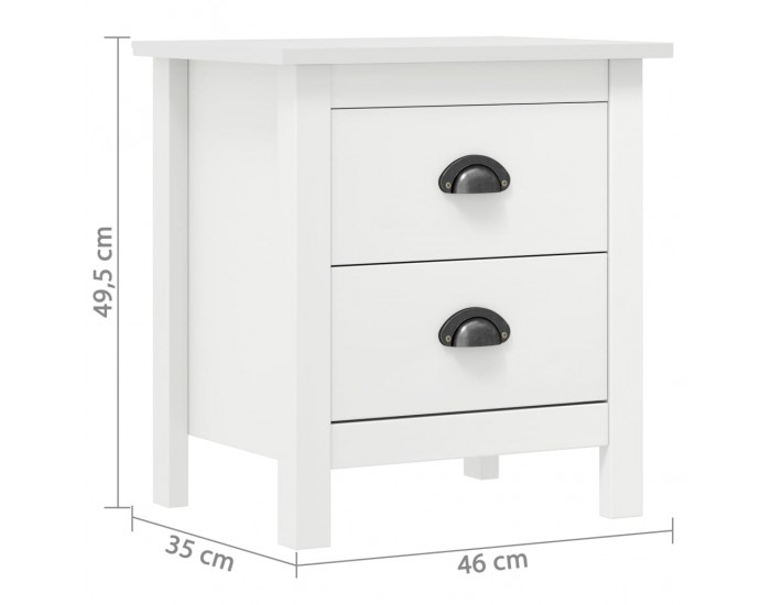 Sonata H Нощно шкафче Hill бяло 46x35x49,5 см борово дърво масив