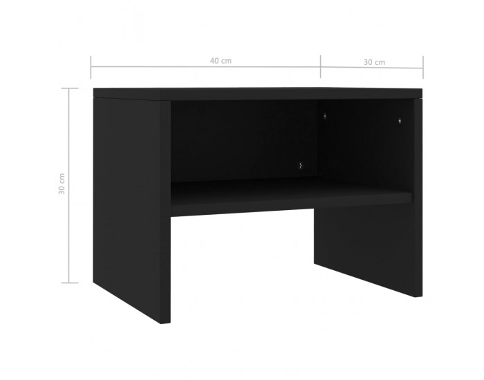 Sonata Noptiere, 2 buc., negru, 40x30x30 cm, lemn prelucrat