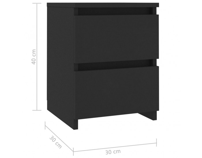 Sonata Noptiere, 2 buc., negru, 30x30x40 cm, lemn prelucrat