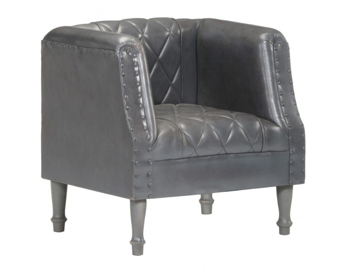 Sonata H Фотьойл, сив, естествена козя кожа