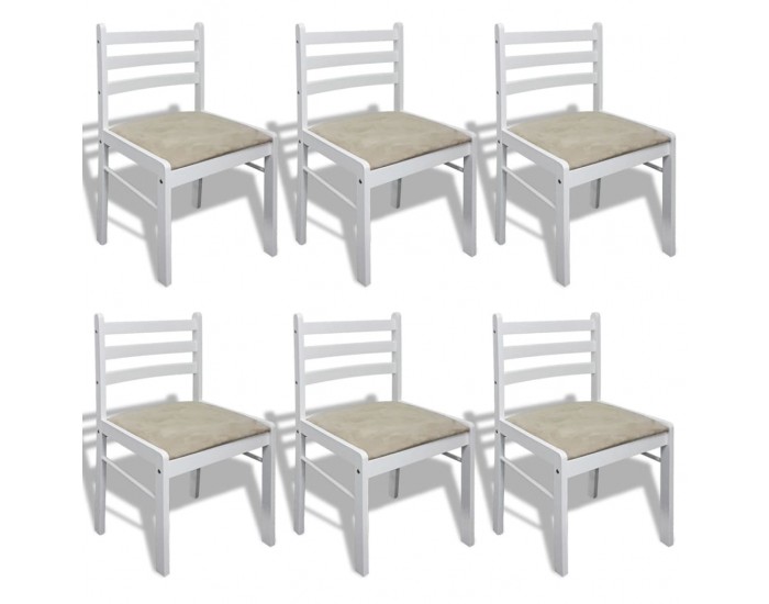 Sonata H Трапезни столове, 6 бр, бели, масивно дърво и кадифе