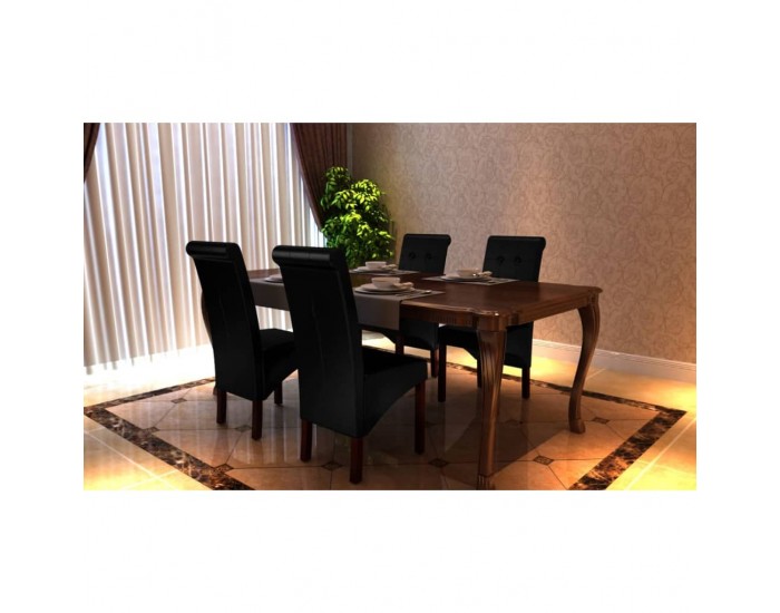 Sonata H Tрапезни столове, 4 бр, черни, изкуствена кожа