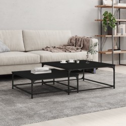 Sonata H Стифиращи кафе маси, 2 бр, черни, инженерно дърво - Măsuțe de living