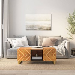Sonata H Кафе маса, кафяво и черно, 100x54x40 см, мангово дърво масив - Măsuțe de living