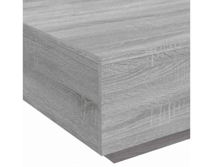 Sonata H Маса за кафе с LED осветление, сив сонома, 80x80x31 см