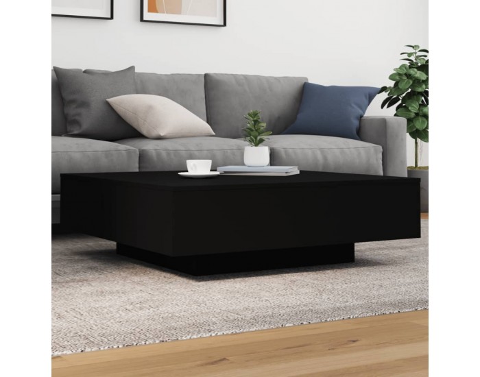Sonata H Маса за кафе с LED осветление, черна, 100x100x31 см