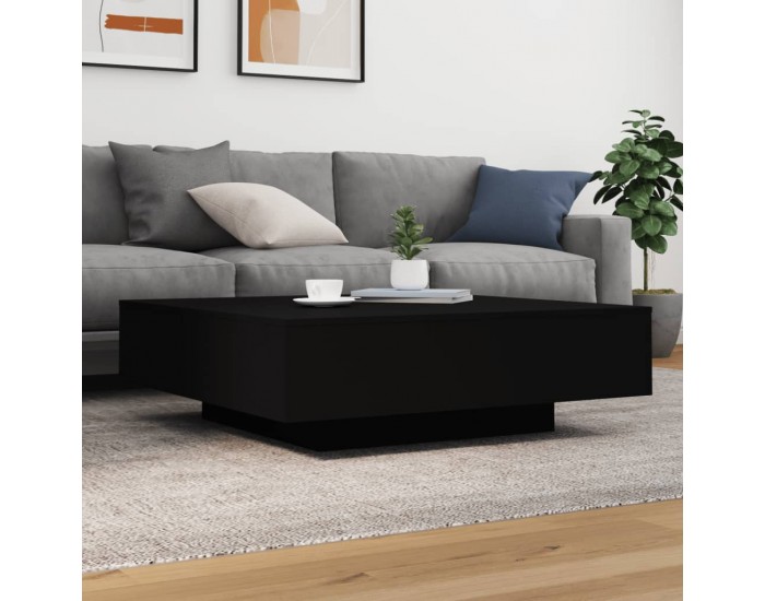 Sonata H Маса за кафе с LED осветление, черна, 100x100x31 см