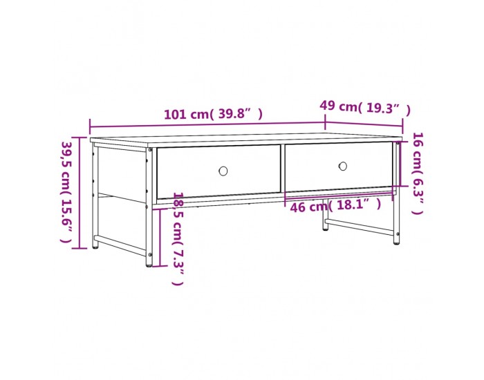 Sonata H Кафе маса, сив сонома, 101x49x39,5 см, инженерно дърво