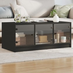 Sonata H Маса за кафе със стъклени врати, черна, 102x50x42 см - Măsuțe de living
