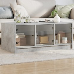 Sonata H Маса за кафе със стъклени врати, бетонно сива, 102x50x42 см - Măsuțe de living