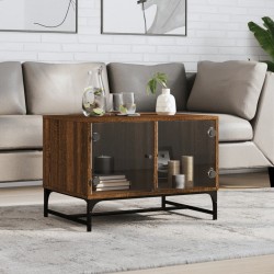 Sonata H Маса за кафе със стъклени врати, кафяв дъб, 68,5x50x50 см - Măsuțe de living
