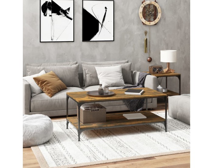 Sonata H Кафе маса, опушен дъб, 100x50x40 см, инженерно дърво