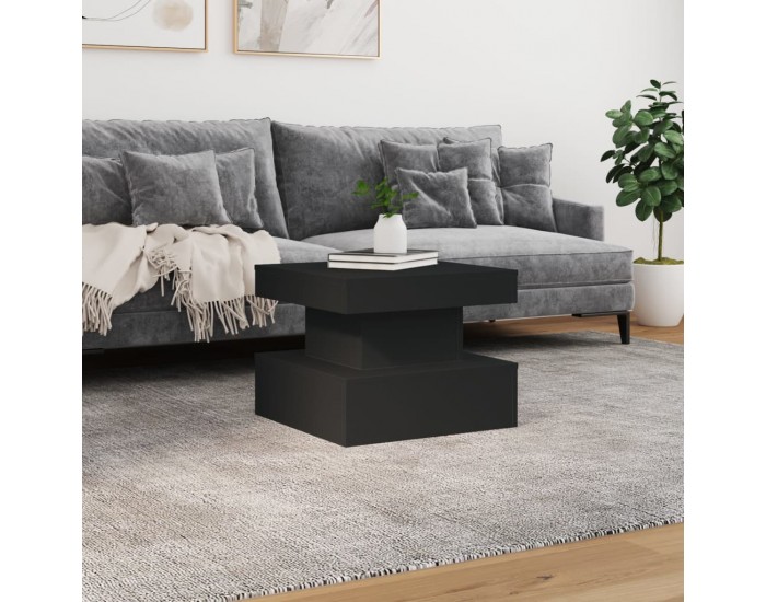 Sonata H Маса за кафе с LED осветление, черна, 50x50x40 см