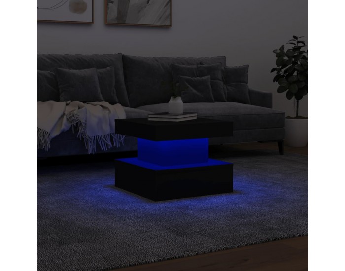 Sonata H Маса за кафе с LED осветление, черна, 50x50x40 см