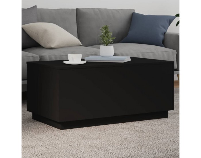 Sonata H Маса за кафе с LED осветление, черна, 90x50x40 см