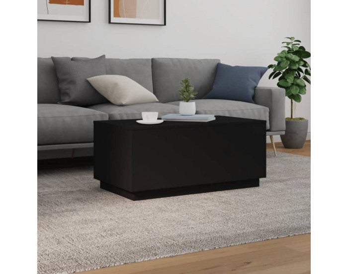 Sonata H Маса за кафе с LED осветление, черна, 90x50x40 см