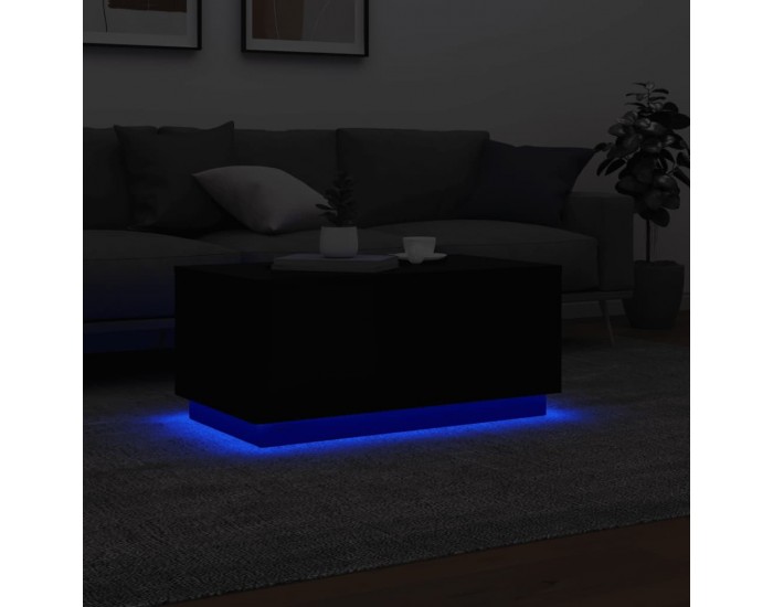 Sonata H Маса за кафе с LED осветление, черна, 90x50x40 см