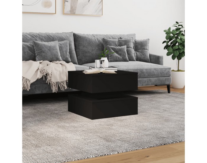 Sonata H Маса за кафе с LED осветление, черна, 50x50x40 см