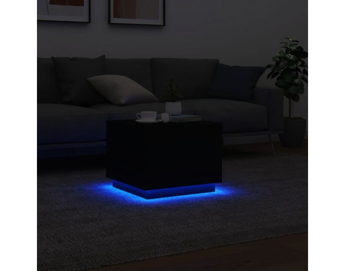 Sonata H Маса за кафе с LED осветление, черна, 50x50x40 см