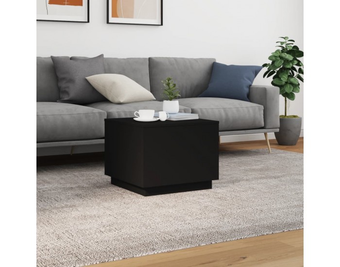 Sonata H Маса за кафе с LED осветление, черна, 50x50x40 см