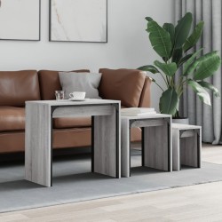 Sonata H Стифиращи кафе маси, 3 бр, сив сонома, инженерно дърво - Măsuțe de living