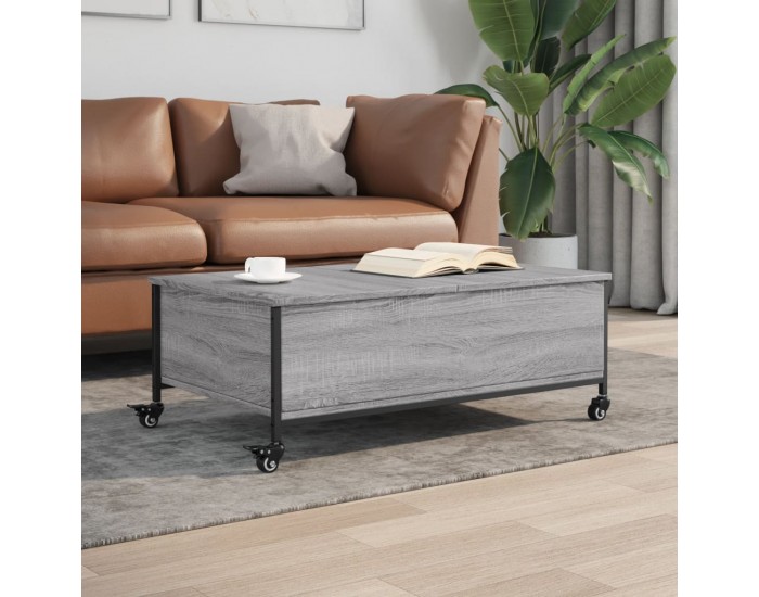 Sonata H Маса за кафе с колелца сив сонома 91x55x34 см инженерно дърво