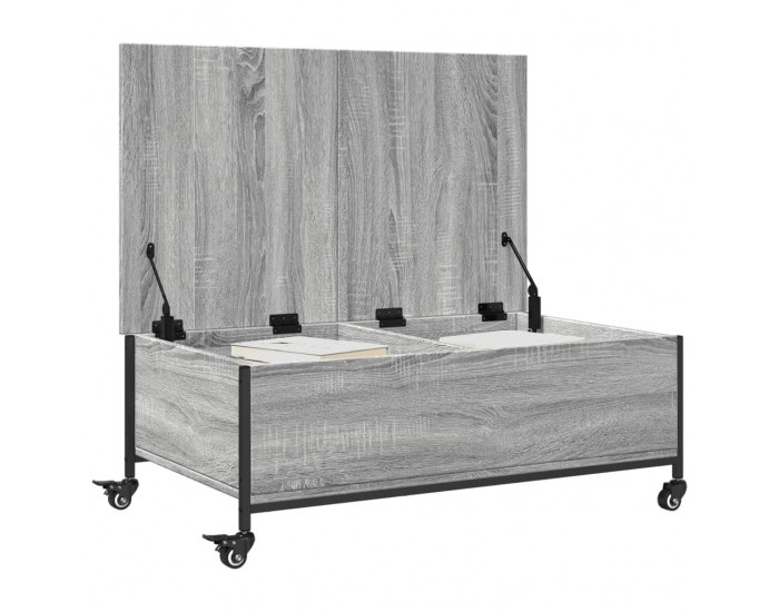 Sonata H Маса за кафе с колелца сив сонома 91x55x34 см инженерно дърво