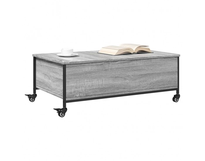 Sonata H Маса за кафе с колелца сив сонома 91x55x34 см инженерно дърво