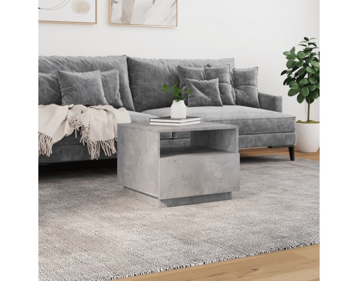 Sonata H Маса за кафе с LED осветление, бетонно сив, 50x49x40 см
