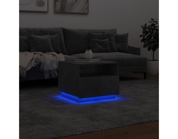 Sonata H Маса за кафе с LED осветление, бетонно сив, 50x49x40 см