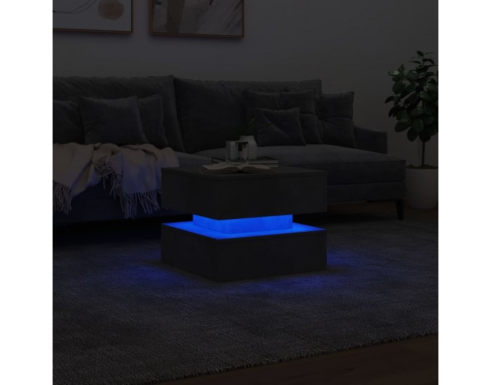 Sonata H Маса за кафе с LED осветление, бетонно сива, 50x50x40 см