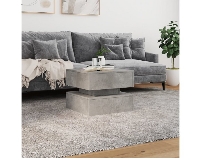 Sonata H Маса за кафе с LED осветление, бетонно сива, 50x50x40 см