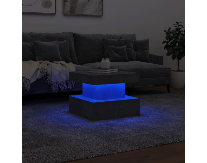 Sonata H Маса за кафе с LED осветление, бетонно сива, 50x50x40 см