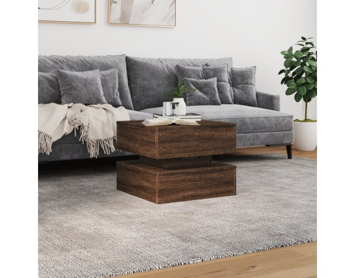 Sonata H Маса за кафе с LED осветление, кафяв дъб, 50x50x40 см