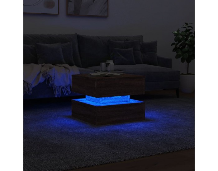 Sonata H Маса за кафе с LED осветление, кафяв дъб, 50x50x40 см