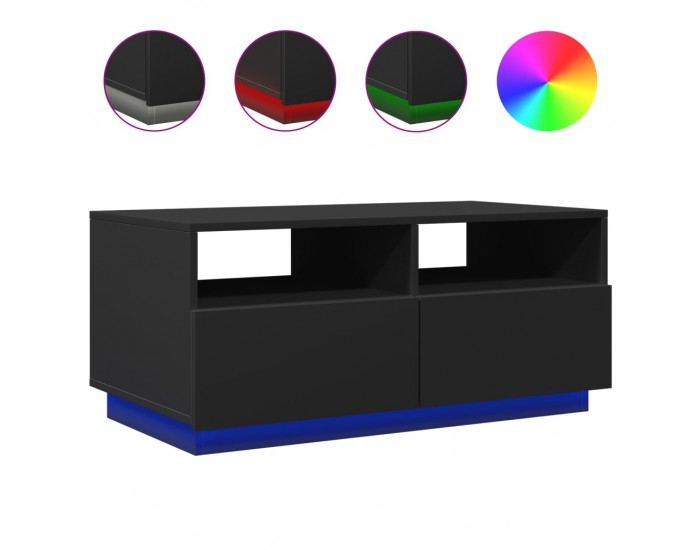 Sonata H Маса за кафе с LED осветление, черна, 90x49x40 см